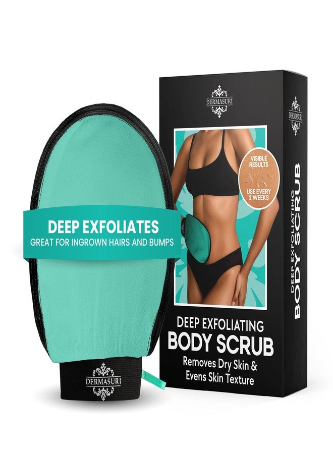 Dermasuri - Deep Exfoliating Glove - Korean Exfoliating Mitt - Body Scrubber for Shower - Buffs Dry & Dead Skin - Keratosis Pilaris Treatment Scrub - Skin Exfoliator for Men & Women - Teal Mitt - Image 1